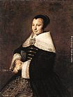 Seated Canvas Paintings - Portrait of a Seated Woman Holding a Fan